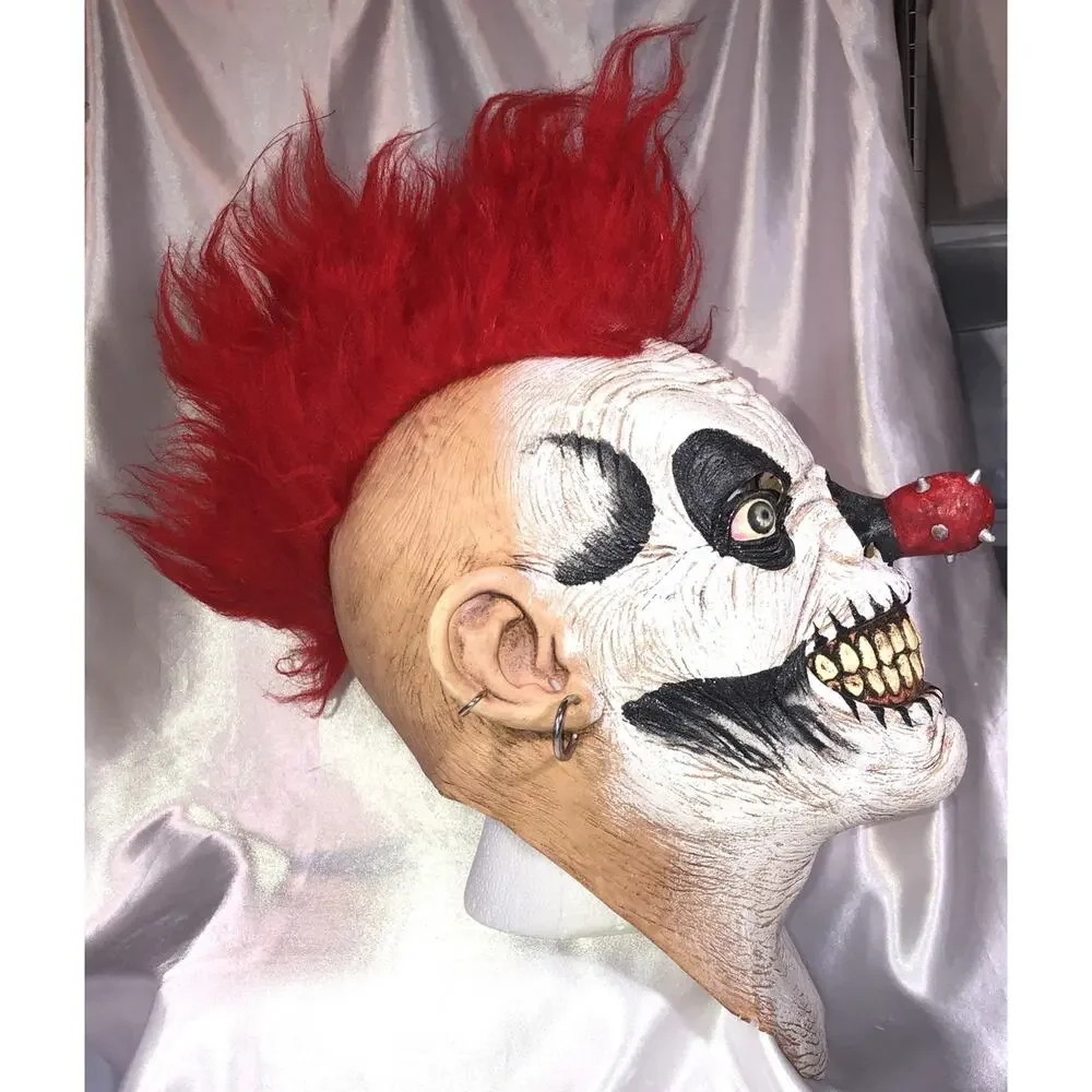 Mask Clown Scary Halloween Creepy Punk Mohawk Nose Spikes Earring Piercings